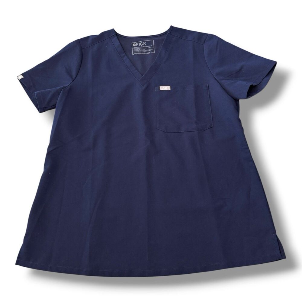 FIGS Catarina One-Pocket Scrub Top Navy Blue V Neck Medical Women’s Size M